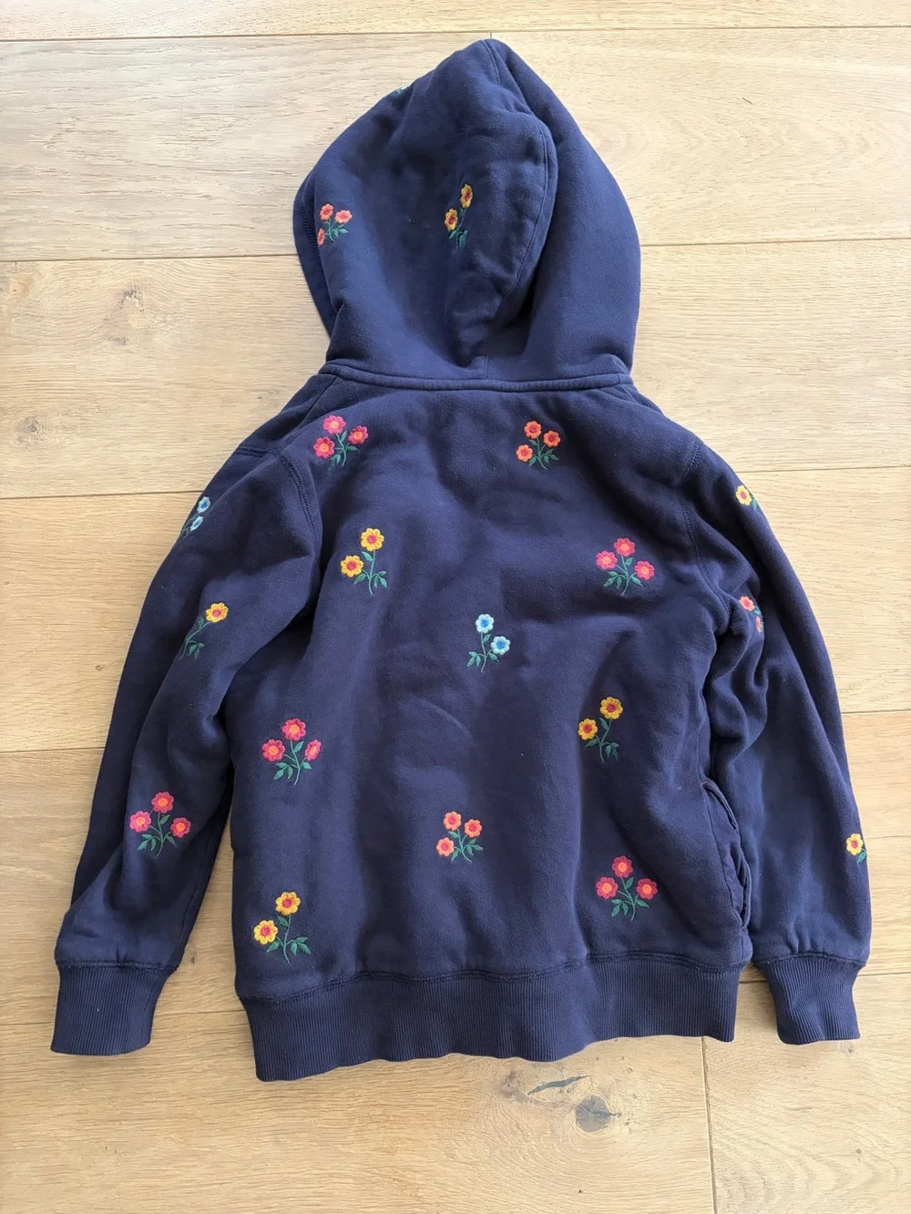 Mini Boden cozy Sherpa jacket embroidered floral - size 8-9